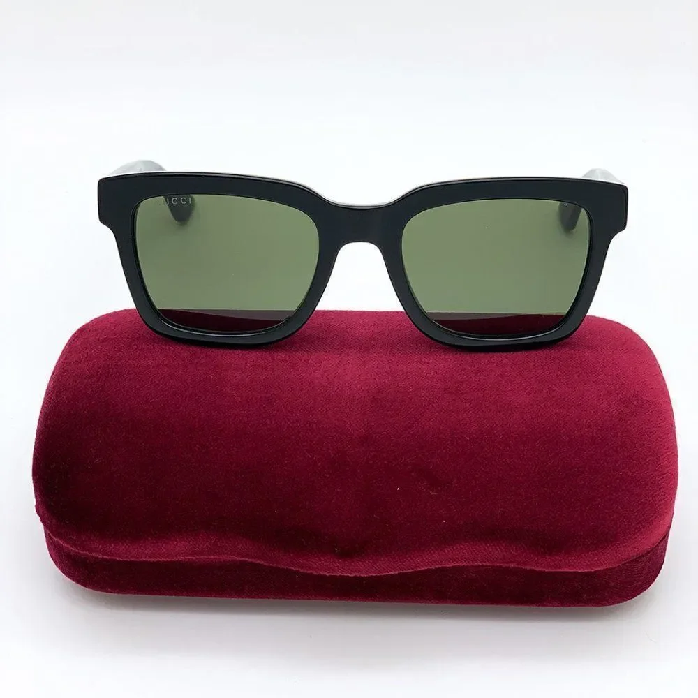 NEW GUCCI GG0001SN 002 Black Green Grey Square Unisex Sunglasses